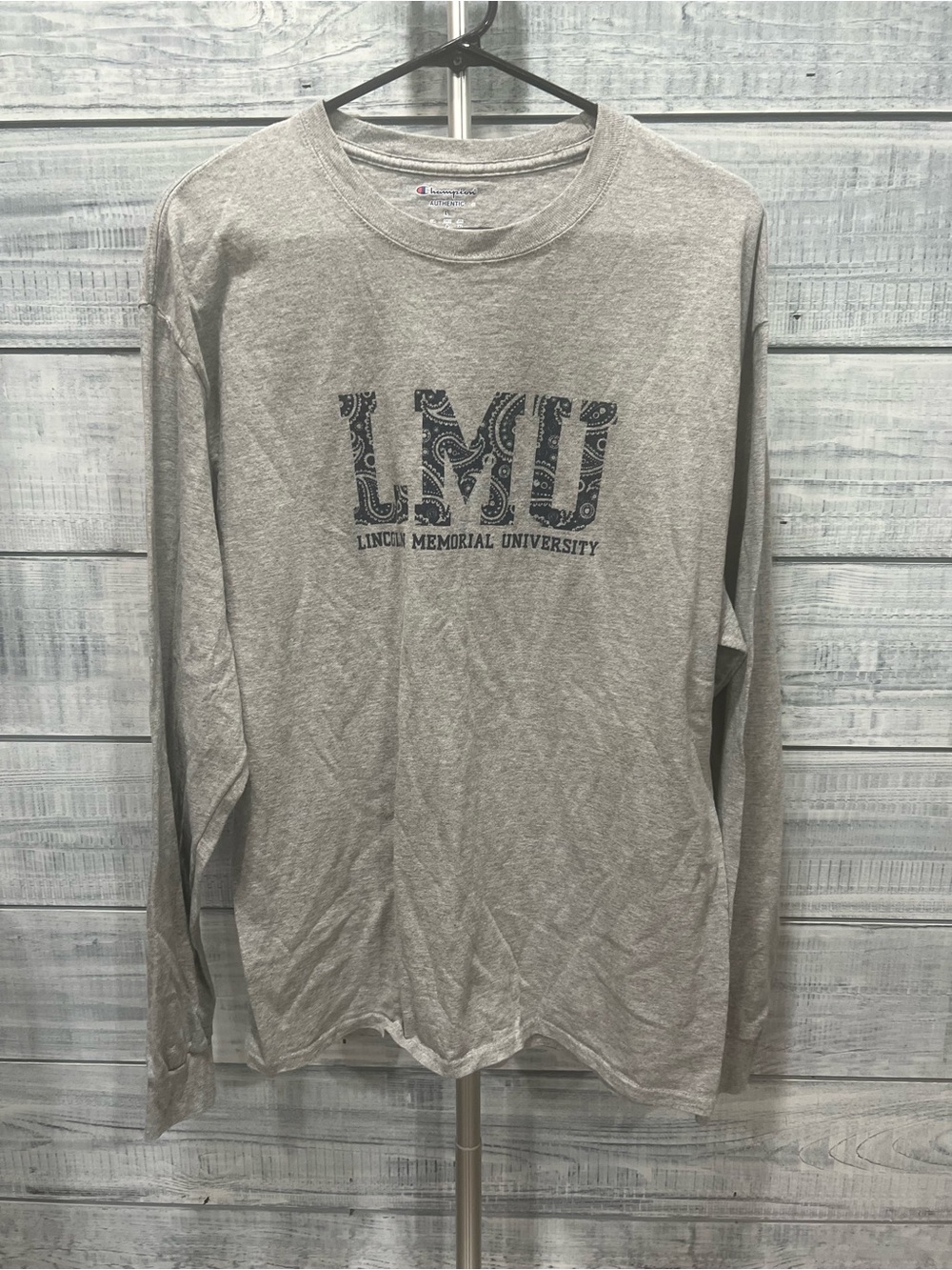 Champion Light Gray Long Sleeve Lincoln Memorial University Tee
